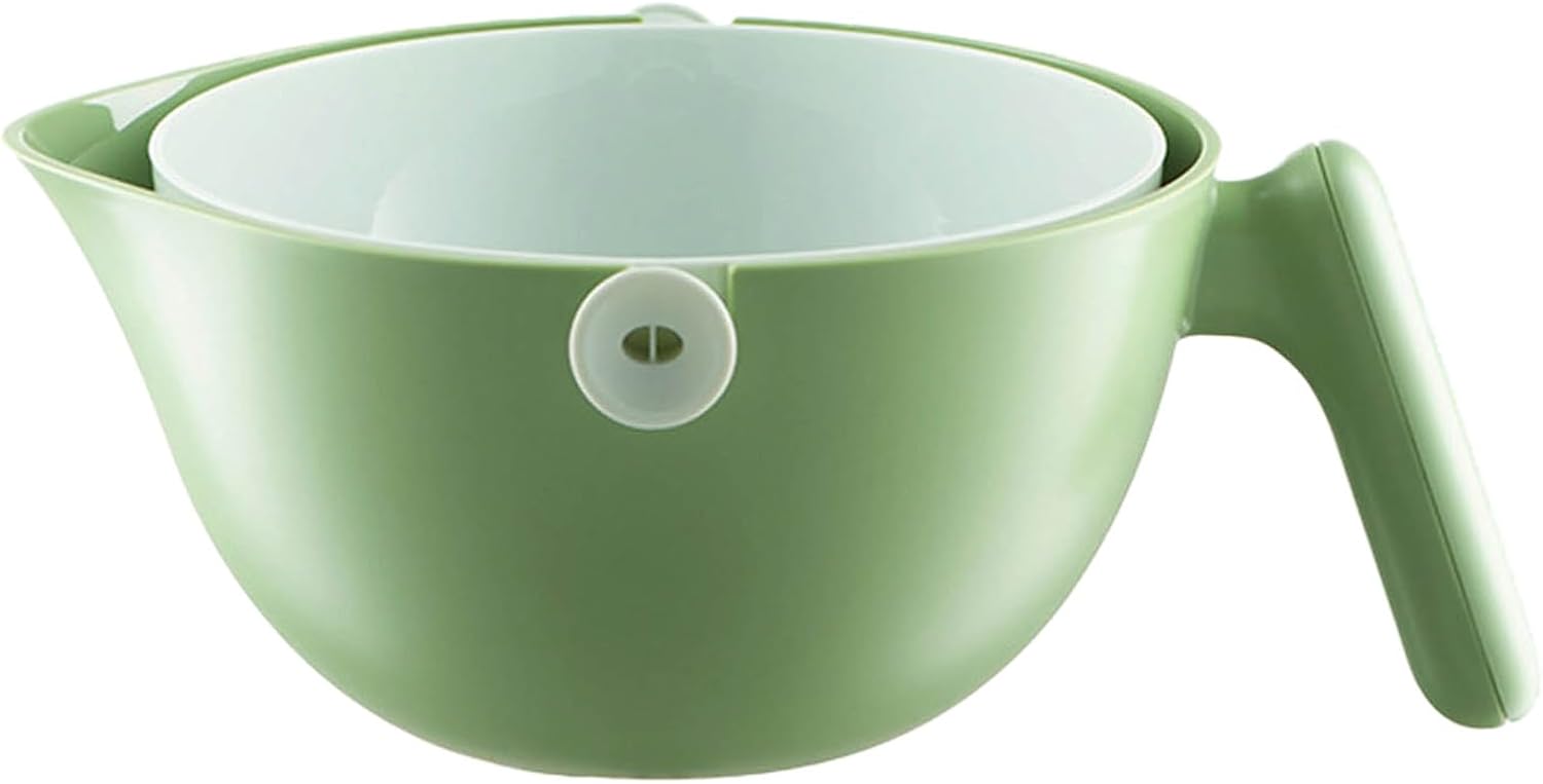 Juego de colador de cocina 2 en 1, colador de limpieza giratorio para verduras y frutas con asa, para frutas, verduras, pasta, fideos, cesta de