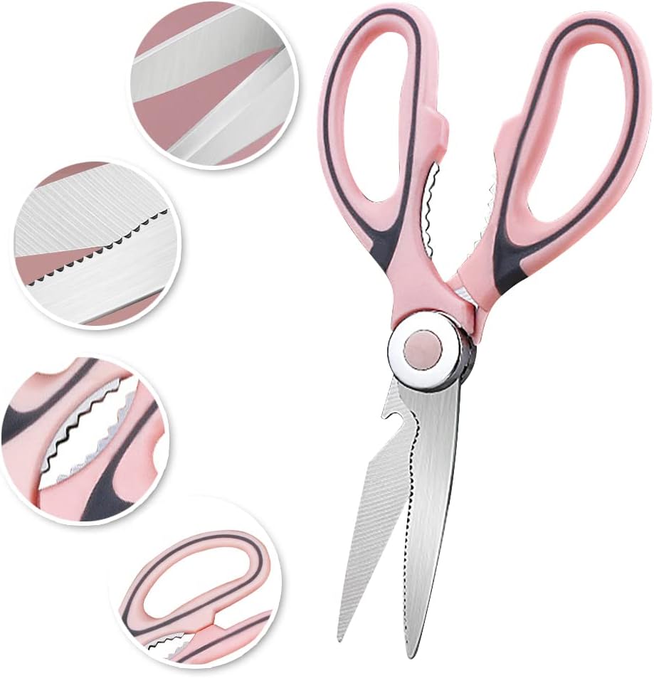 Tijeras de cocina, tijeras de cocina multiusos de acero inoxidable, afiladas, juego de 2 tijeras de cocina resistentes, tijeras de cocina para