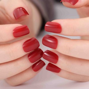 Chicque Uñas postizas cortas a presión, cuadradas, rojas, brillantes, acrílicas, bailarina, para fiesta, Halloween, para mujeres y niñas, 24 unidades Chicque Uñas postizas cortas a presión, cuadradas, rojas, brillantes, acrílicas, bailarina, para fiesta, Halloween, para mujeres y niñas, 24 unidades