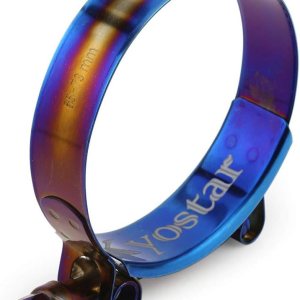Kyostar Abrazadera de manguera con perno en T de 2.5 pulgadas, ajustable, acero inoxidable, color azul titanio, diámetro de abrazadera para 2.5 Kyostar Abrazadera de manguera con perno en T de 2.5 pulgadas, ajustable, acero inoxidable, color azul titanio, diámetro de abrazadera para 2.5