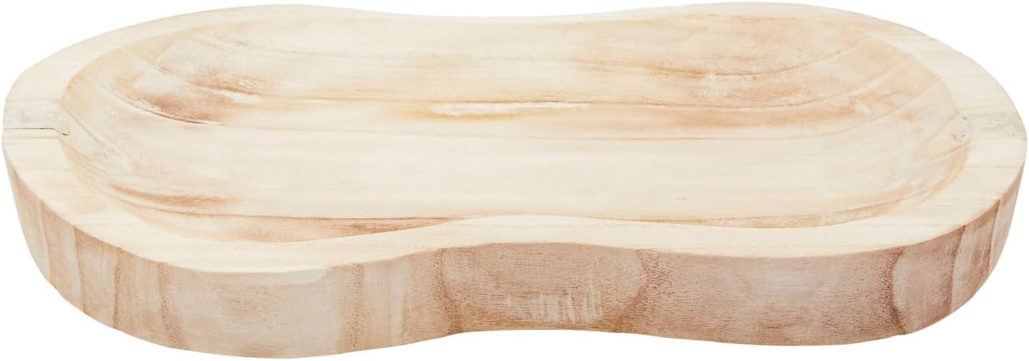 Okuna Outpost Cuencos de madera hechos a mano para decoración, centro de mesa de madera de Paulownia en 8 formas (11 x 16 pulgadas)