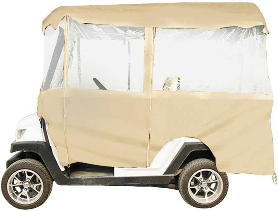 Waterproof 4-Person Golf Cart Enclosure with Transparent Windows, Fits EZGO, Club Car, Yamaha Cart – Deluxe Fairway Cover