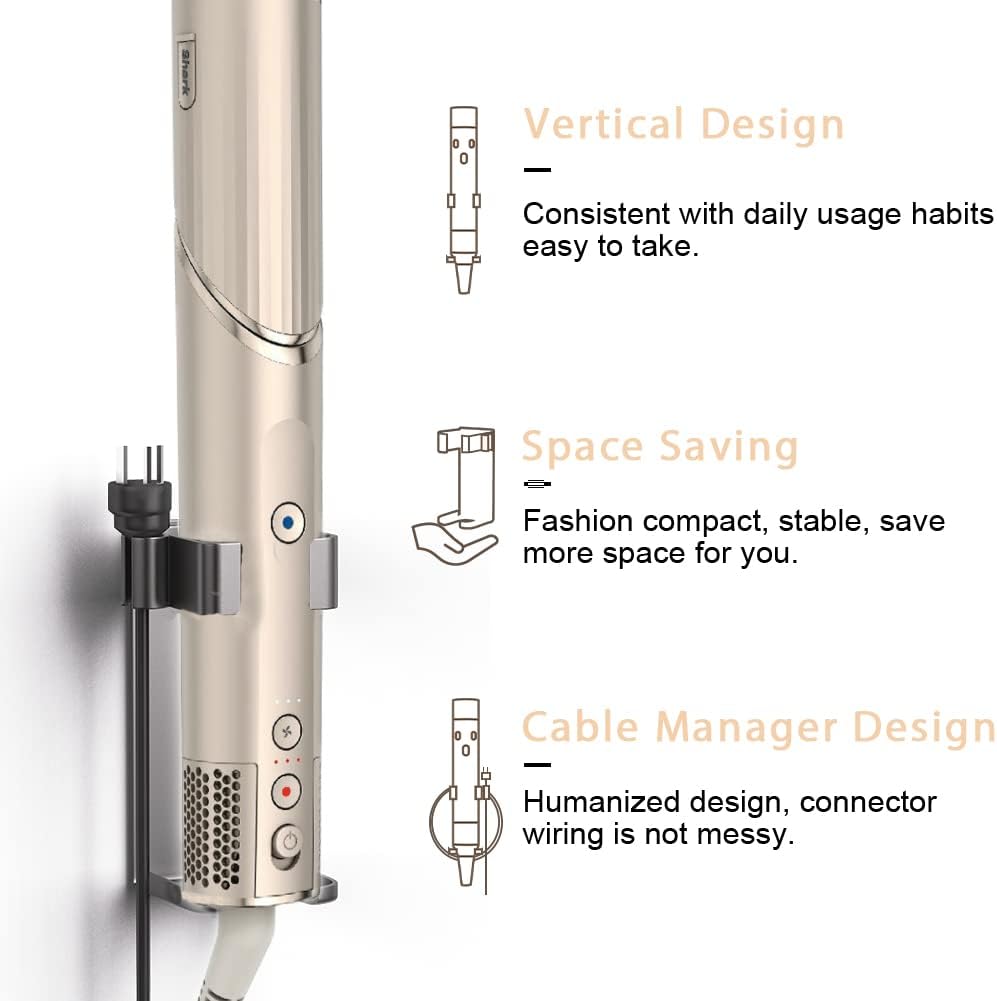 JLNJLE Soporte de pared compatible con Dyson AirwrapShark FlexStyle, organizador de varita rizadora, resistente al calor, almacenamiento de