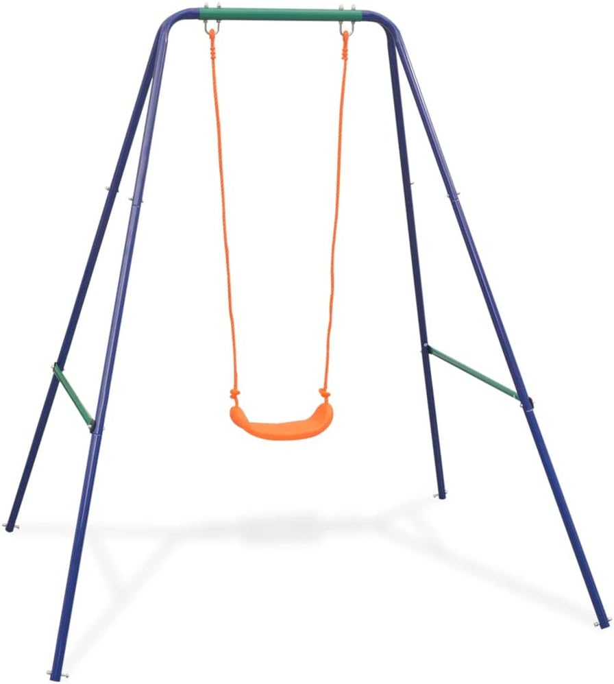 Loibinfen Juego de columpio individual 2 en 1 y columpio para niños pequeños a altos, juego de columpios con marco A para todo tipo de clima con