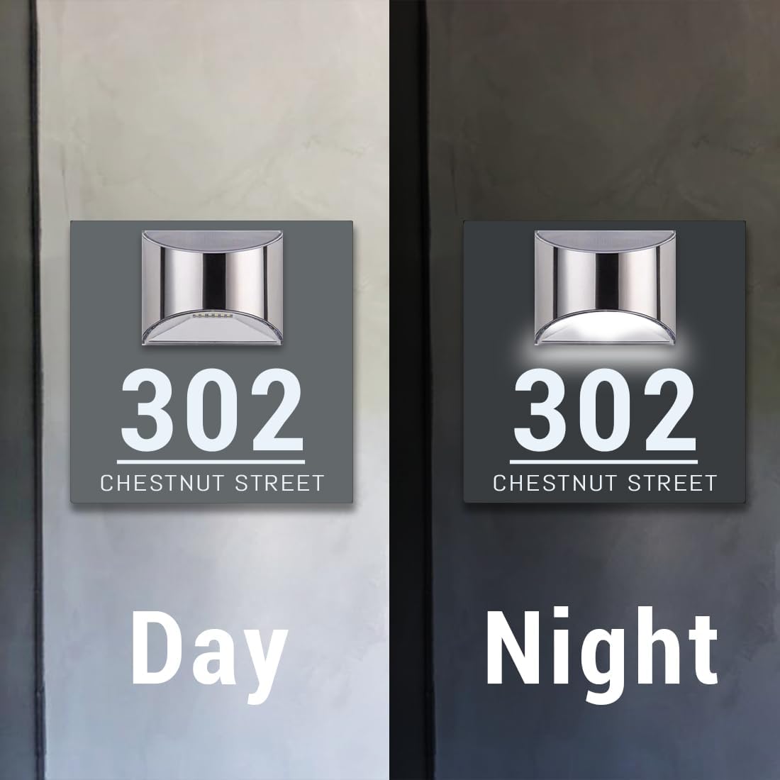 Placa de puerta moderna solar personalizada, placa de dirección iluminada con placa LED personalizada, letrero acrílico iluminado LED, regalo de