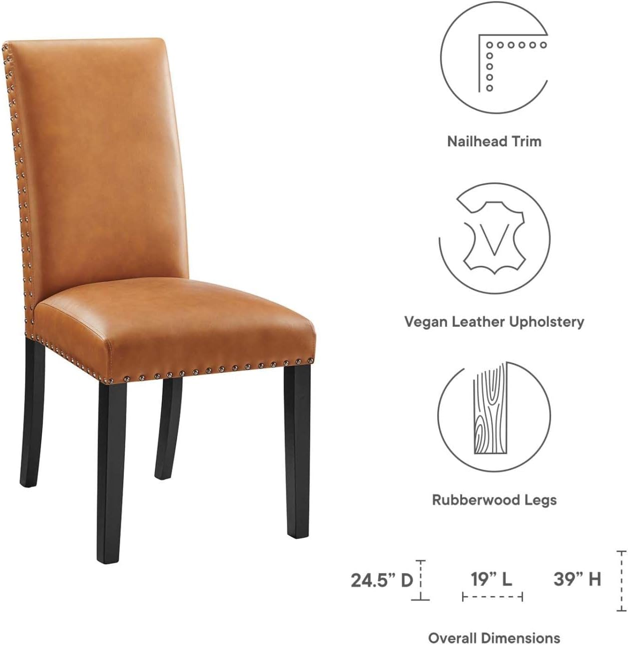 Modway Parcel Parsons – Silla de comedor tapizada de cuero vegano