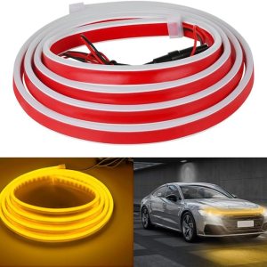 Tira de luz LED para capó de coche, 71 pulgadas, luz amarilla, flexible, para correr durante el día, inicia la luz de escaneo para automóviles, Tira de luz LED para capó de coche, 71 pulgadas, luz amarilla, flexible, para correr durante el día, inicia la luz de escaneo para automóviles,