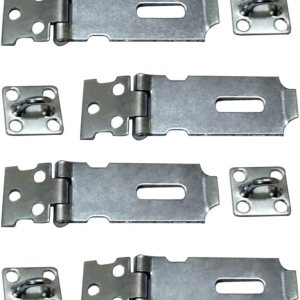 QCAA Safety HASP con construcción de acero de fibra fija, 2 pulgadas, zinc, paquete de 4, fabricado en Taiwán QCAA Safety HASP con construcción de acero de fibra fija, 2 pulgadas, zinc, paquete de 4, fabricado en Taiwán