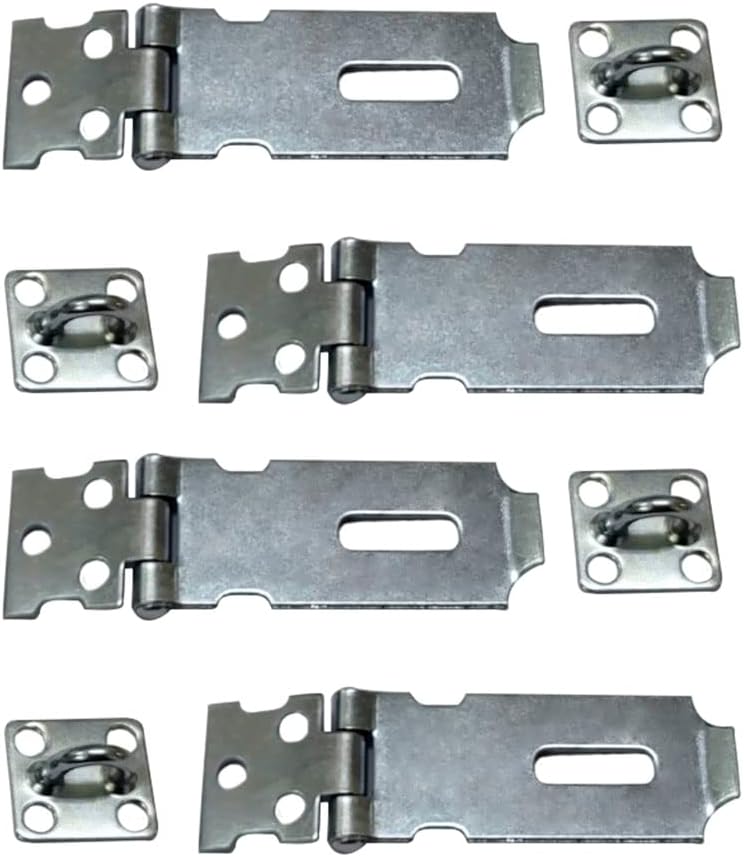 QCAA Safety HASP con construcción de acero de fibra fija, 2 pulgadas, zinc, paquete de 4, fabricado en Taiwán