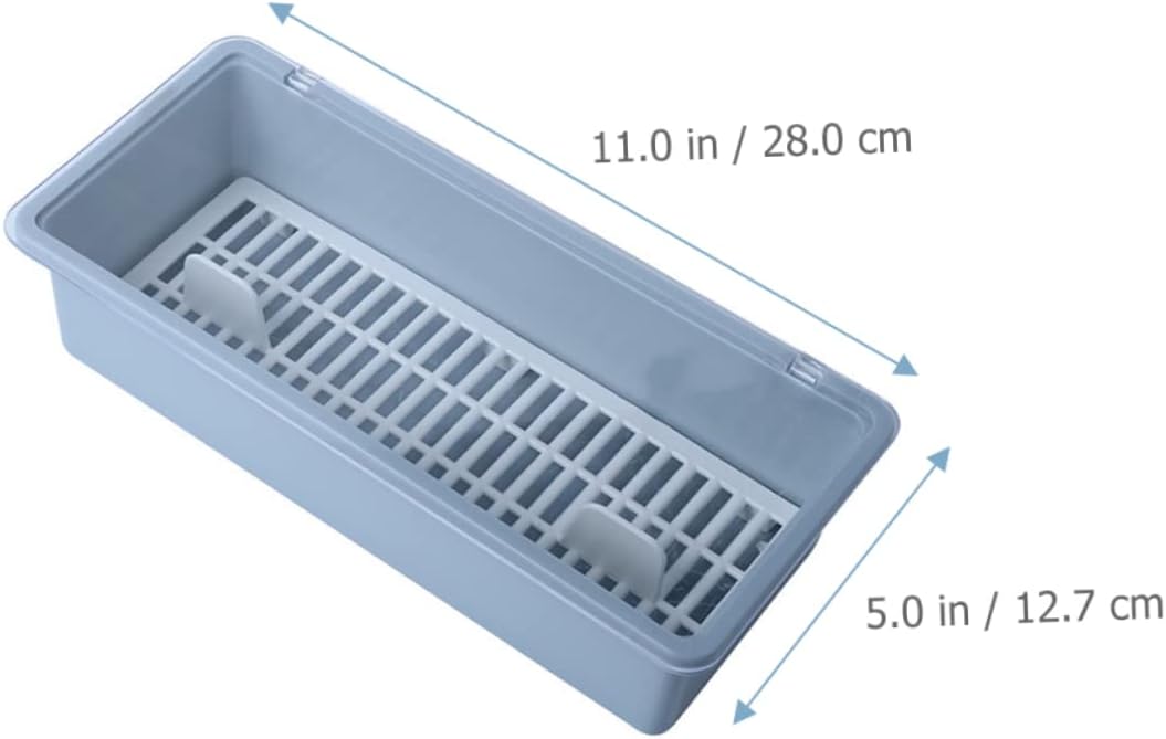 Angoily Caja de palillos Caja de drenaje Cajas de almacenamiento para organizar con tapa, bandeja de plástico para servir vajilla, bandeja