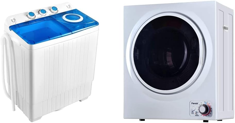 Giantex Lavadora portátil, lavadora 2 en 1 y combo giratorio y Panda 110V 850W Secadora de ropa portátil compacta eléctrica con bañera de acero