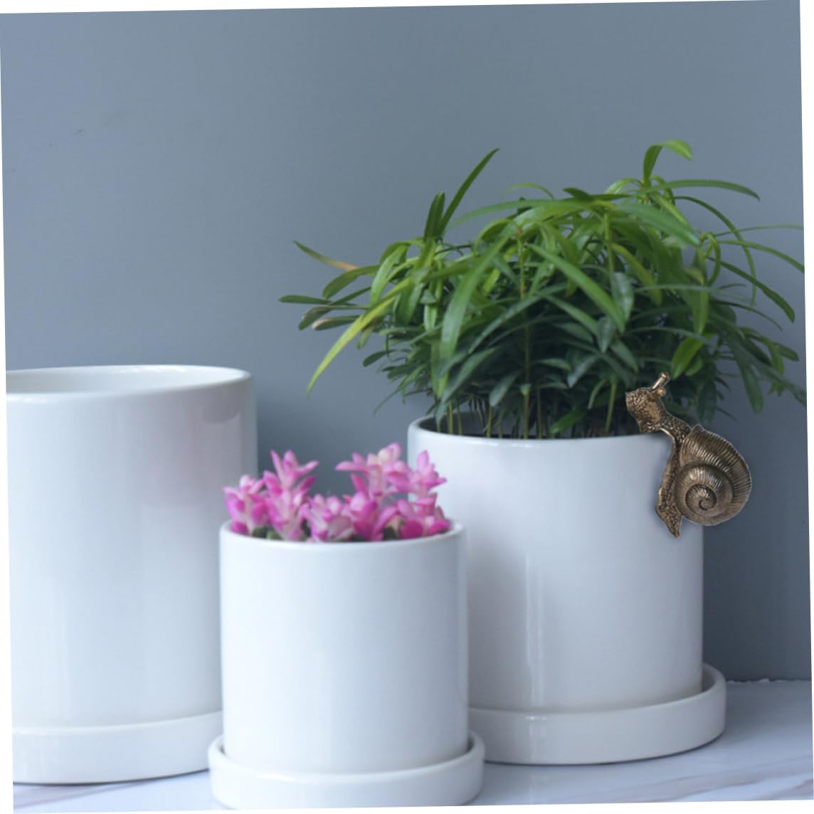 Estatuas de caracol, maceta, figura de caracol, adornos de jardín, resina de animales, maceta, abrazador para patio, balcón