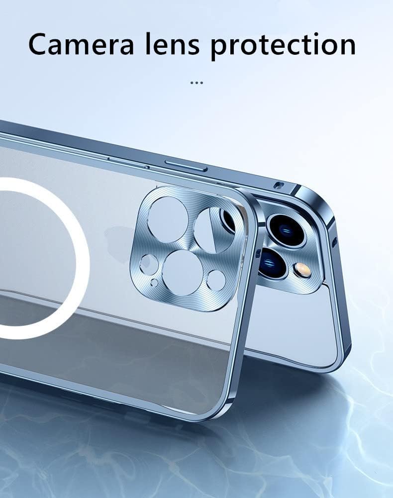 Funda magnética para iPhone 14 Pro compatible con MagSafe Metal aleación de aluminio parachoques mate translúcido cubierta trasera con protector de