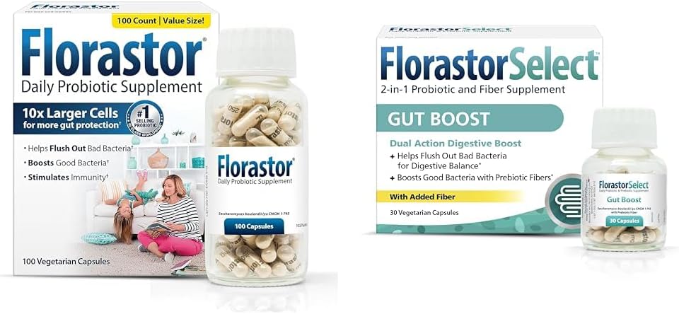 Florastor Paquete de probióticos para la digestión, la salud intestinal  100 unidades probiótico para la salud digestiva e inmune + 30 unidades de