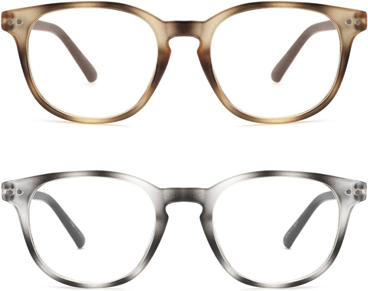 Areyeth 2 pares de anteojos de lectura redondos retro para mujer, lectores con bloqueo de luz azul, anteojos de moda antifatiga ocular (2.50X)