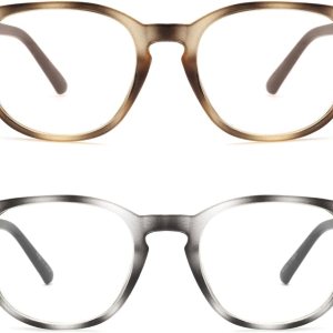 Areyeth 2 pares de anteojos de lectura redondos retro para mujer, lectores con bloqueo de luz azul, anteojos de moda antifatiga ocular (2.50X) Areyeth 2 pares de anteojos de lectura redondos retro para mujer, lectores con bloqueo de luz azul, anteojos de moda antifatiga ocular (2.50X)