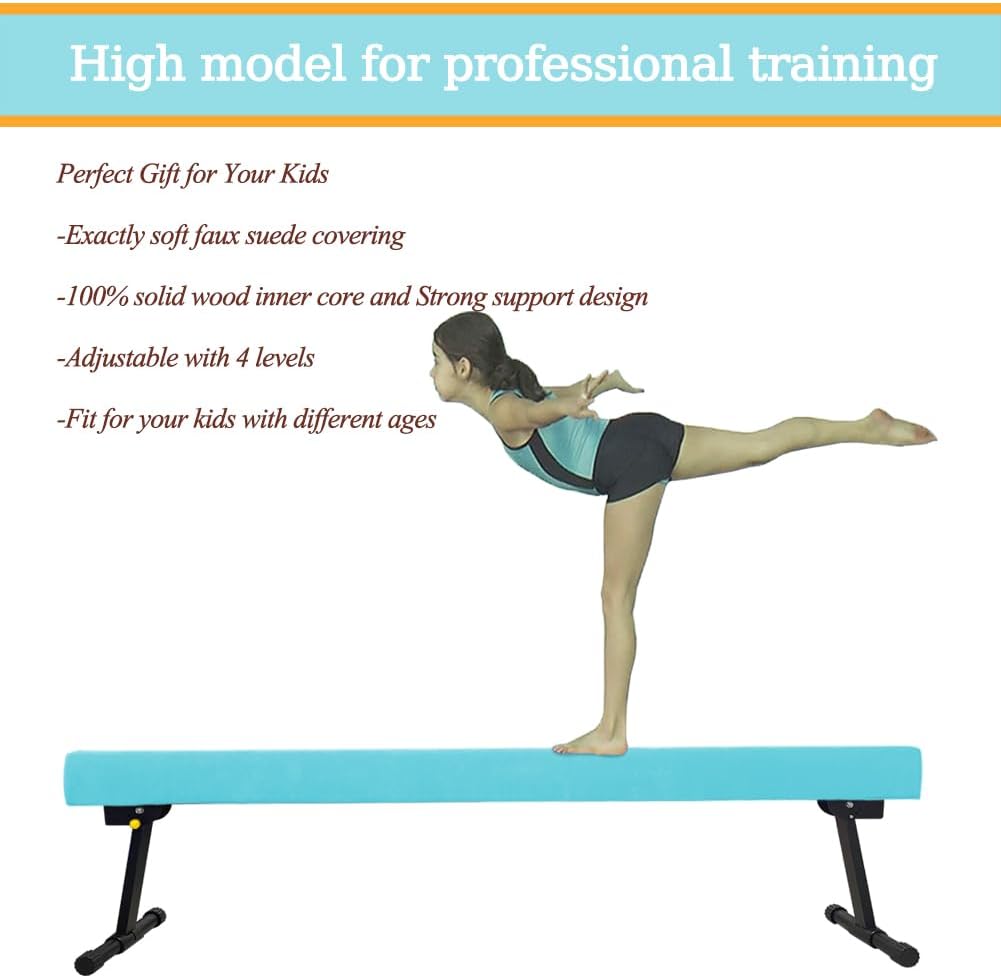 Viga de equilibrio de gimnasia ajustable y plegable, haz de gimnasia de nivel alto y bajo de 6 pies8 pies, no requiere herramientas, equipo de