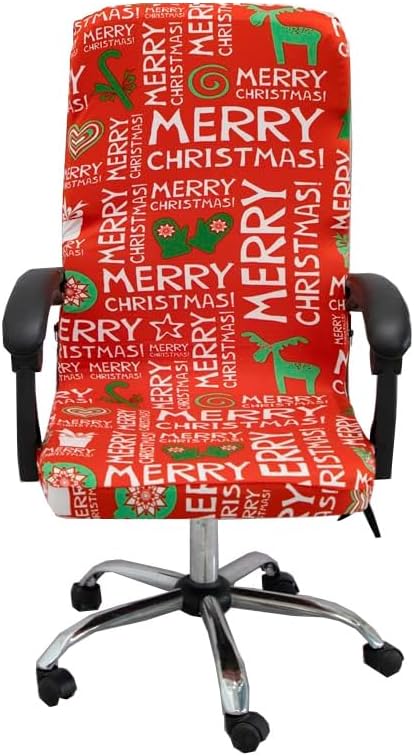 Fundas para silla de oficina de Navidad, funda protectora universal elástica para silla de jefe de respaldo alto moderno y sencillo (XMAS05, M)