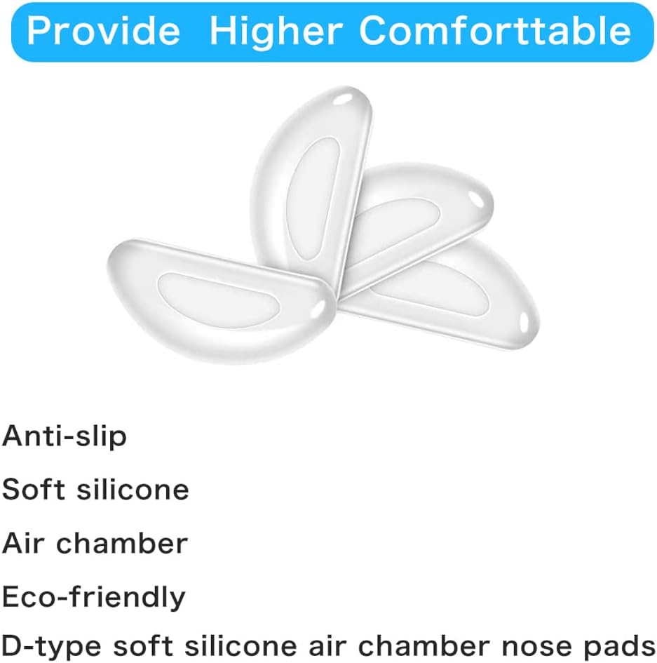 10 pares de almohadillas de nariz antideslizantes y suaves, almohadillas de silicona para la nariz para gafas (transparente0.079 pulgadas)