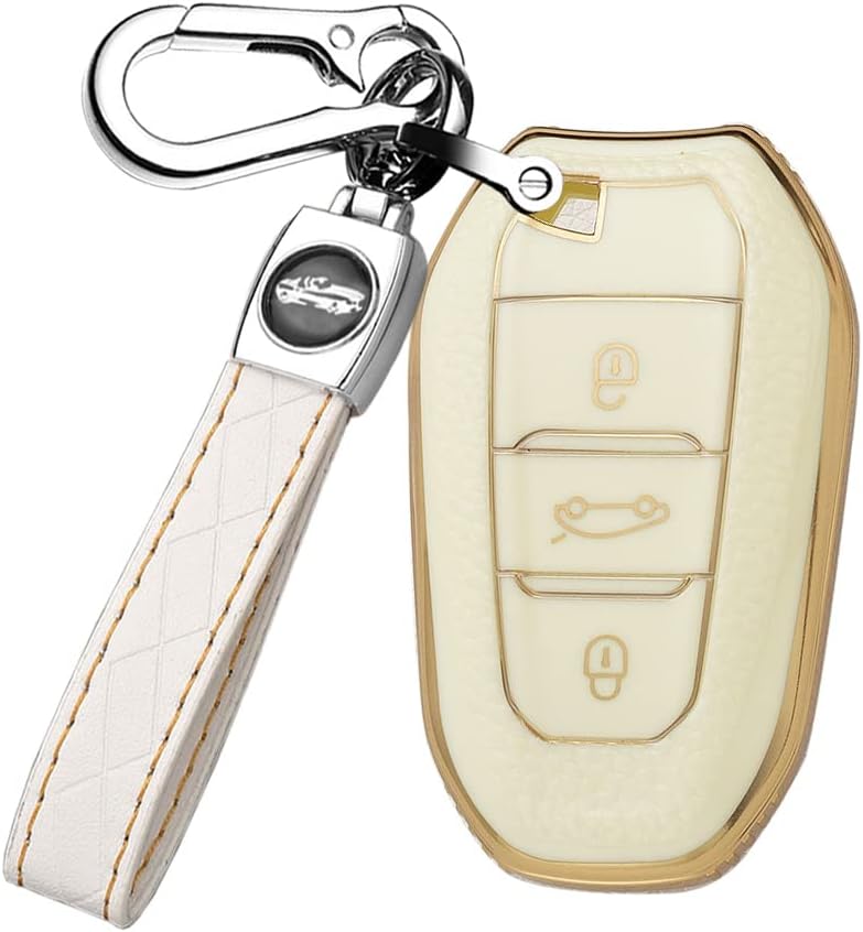 HIBEYO Funda para llavero Peugeot TPU Smart de 3 botones para Peugeot 308 408 508 2008 3008 4008 5008 5008 Accesorios Funda para llave de coche –
