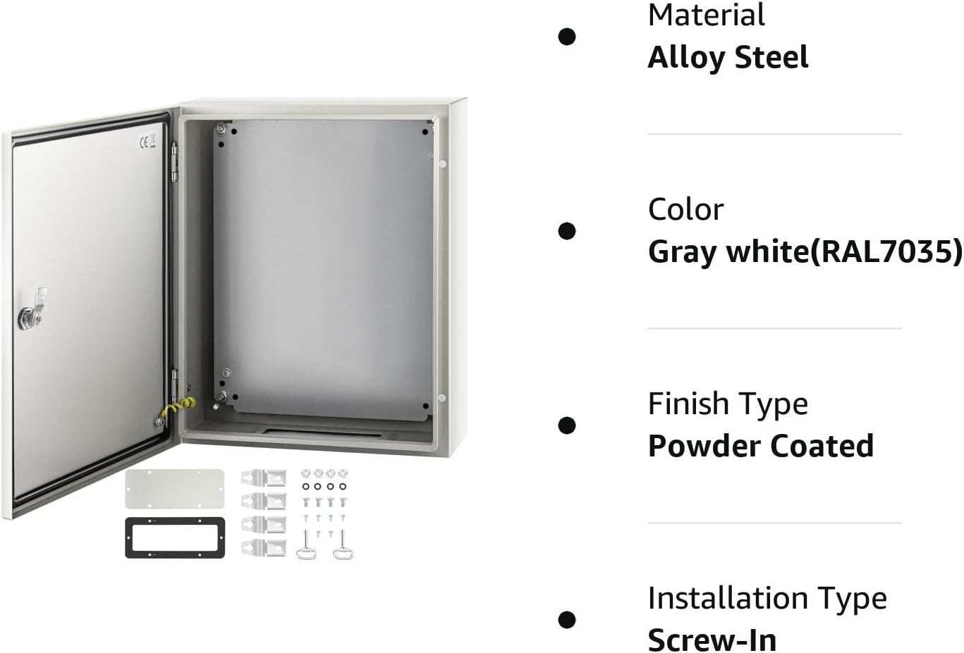 VEVOR NEMA Caja de acero de 20 x 16 x 6 pulgadas, caja eléctrica de acero NEMA 4X, IP66 impermeable y a prueba de polvo, caja de conexiones