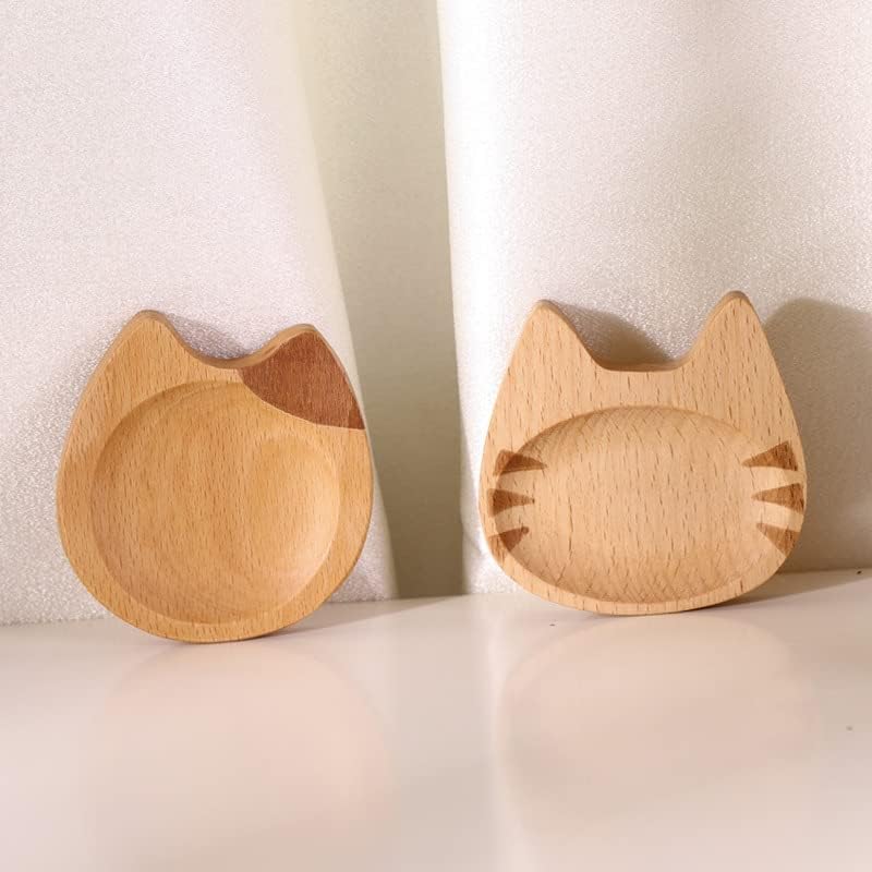 Cucharas de café de madera para gatos, 2 lindos gatos gatitos de madera para cucharas de café, soporte para cucharaditas, decoración de estación de