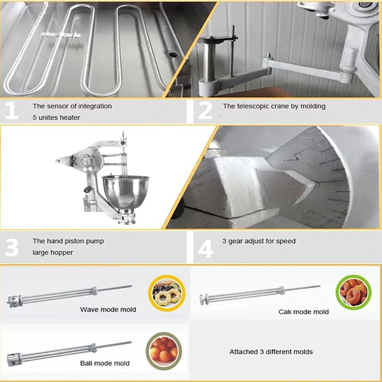 Commercial semi automatic mochiringball different mold Donut Machine, Donuts Making Machine adjustable thickness,Donut fryer 3000w,9L hopper,large