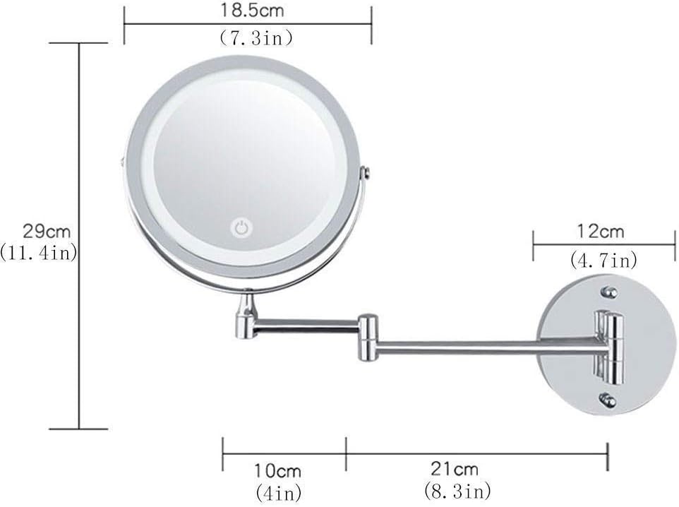 RomildaYuan Wall Mount LED Lighted Makeup Mirror 10X Magnifying Cosmetic Mirror 360 Swivel Extendable Two Sided Vanity Mirror for Bathroom, Powered