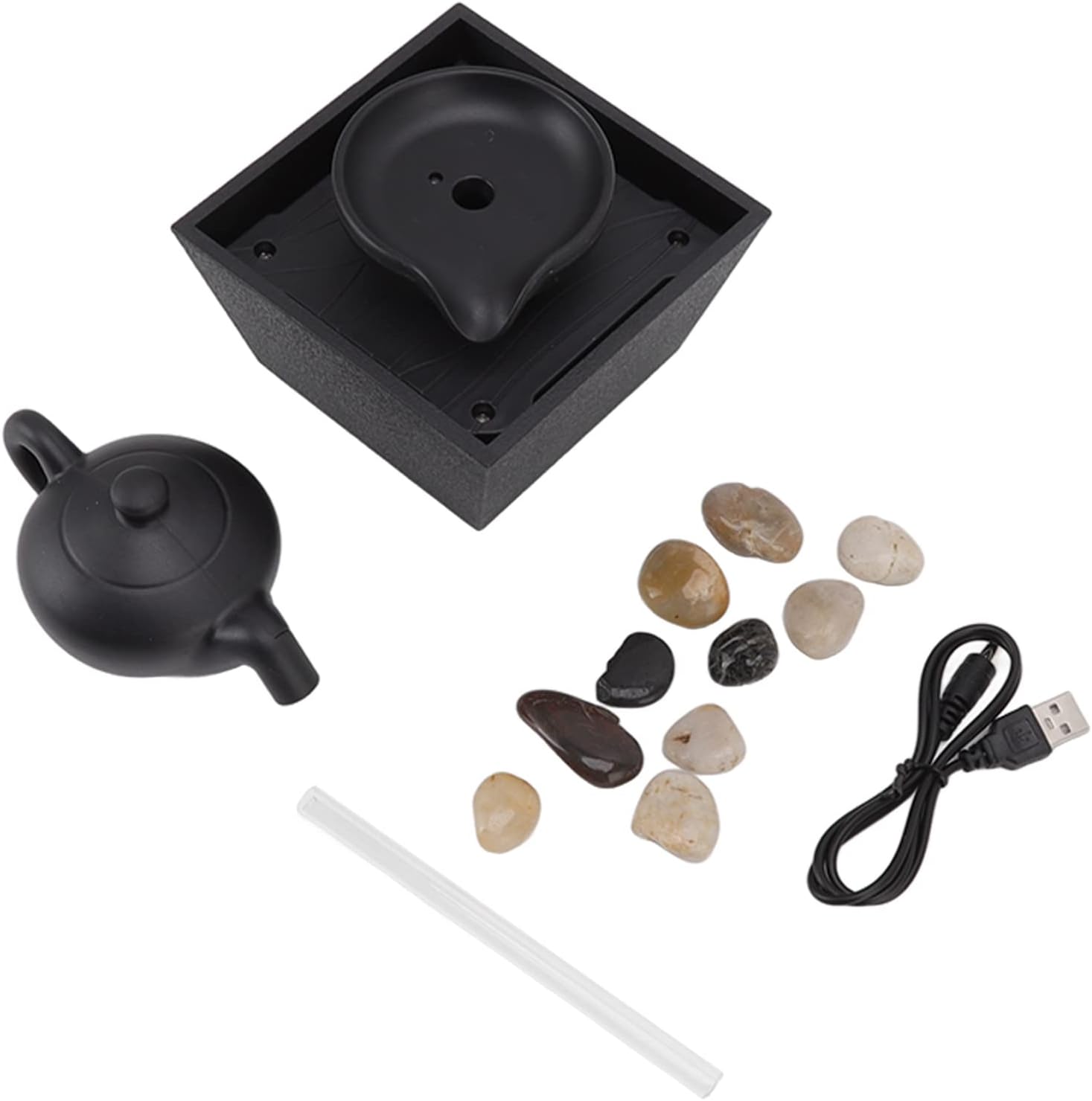 Tetera flotante Cascada Ornamento de agua que fluye Decoración de Oficina Led Sala de estar Batería USB Escritorio para piedras de suspensión Fuente