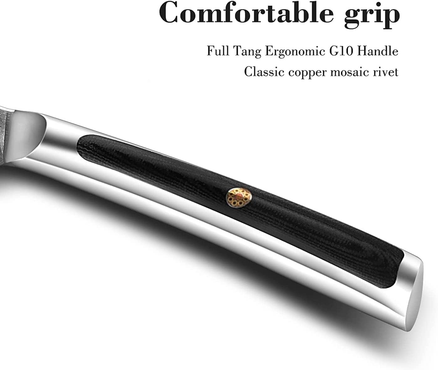Sunnecko Damasco – Juego de 6 cuchillos para carne de acero inoxidable VG10 japoneses, no dentados, aptos para lavavajillas, cuchillos de carne de 5