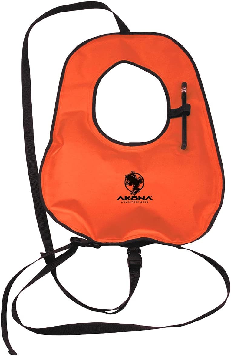 Akona Chaleco de snorkel Hi-viz con inflador oral, naranja