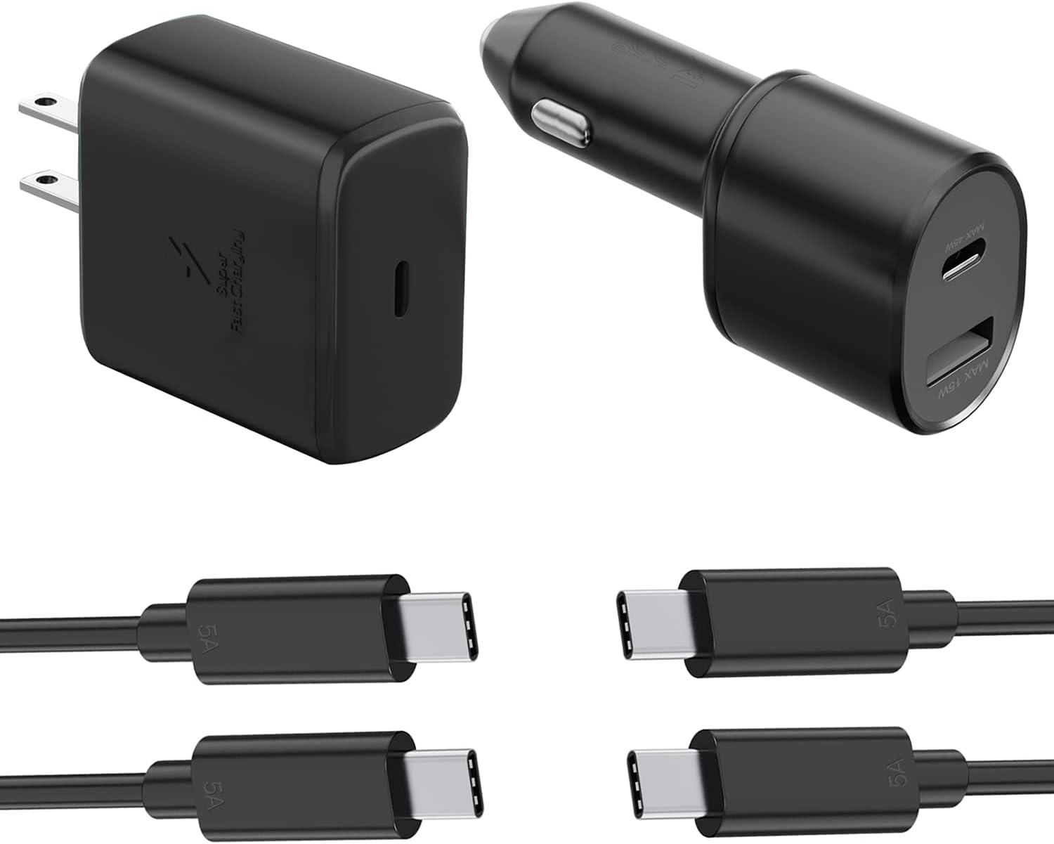 Samsung – Kit de cargador PD de 45 W, USB C de carga súper rápida 2.0, adaptador de cargador de pared con cable C a C para Samsung Galaxy S23S23