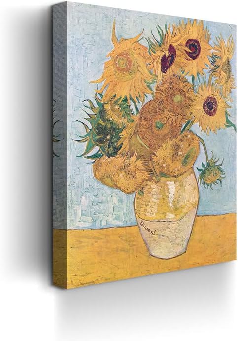 CanvasWAY – Vincent van Gogh – Cuadro clásico floral sobre lienzo de algodón, marco de madera para decoración del hogar y regalos (36 x 47 x 1.5