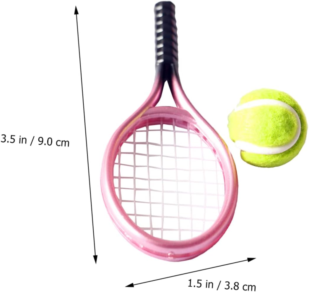 Abaodam 1 juego de raqueta de tenis de tenis en miniatura miniaturas decoración mini raquetas de tenis de plástico modelos de tenis en miniatura,