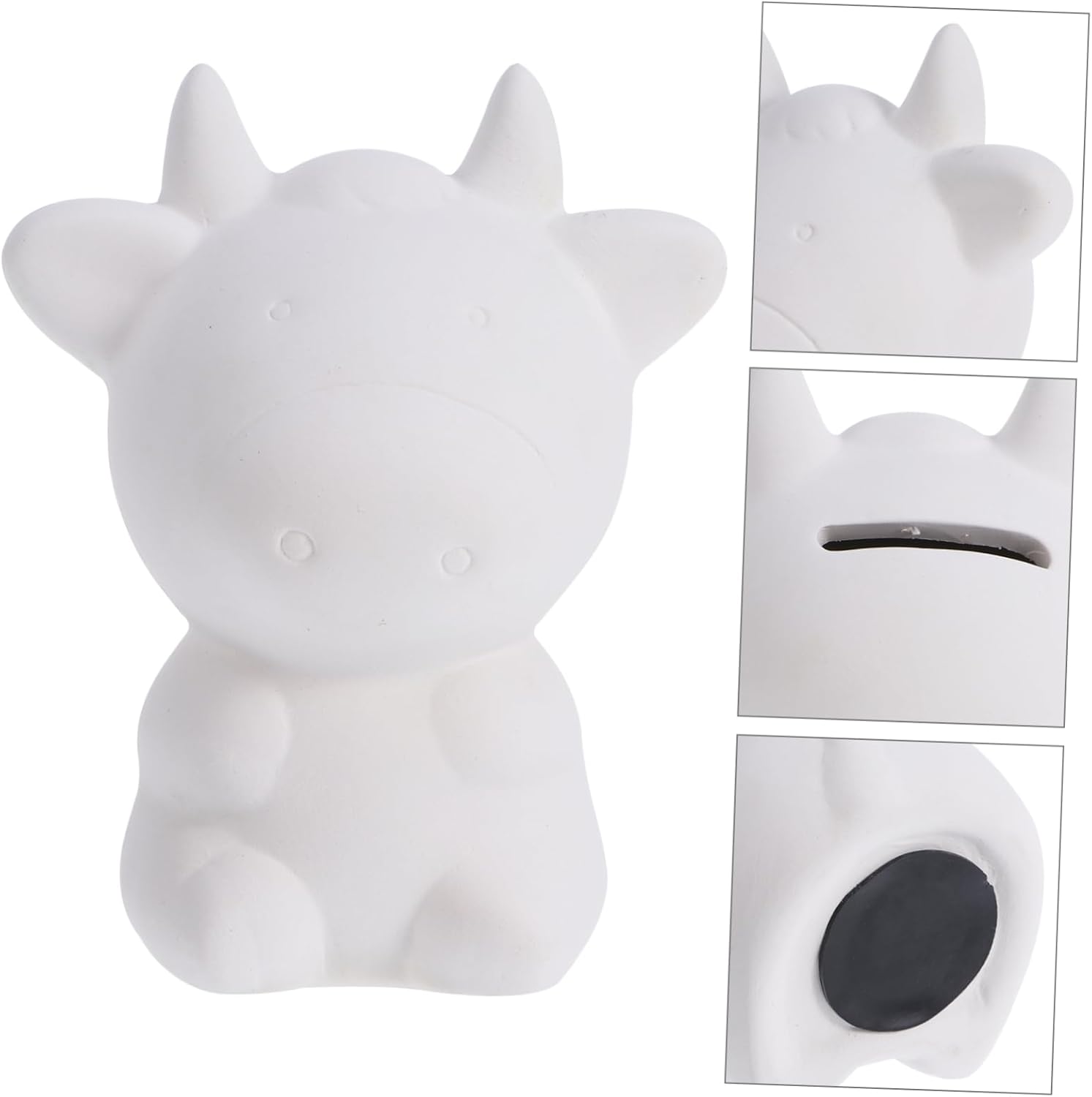 Amosfun Hucha de vaca de 1 pieza, embrión blanco, juguetes para niños, alcancía para niños, pintura para niños, sin esmaltar, olla de ahorro para