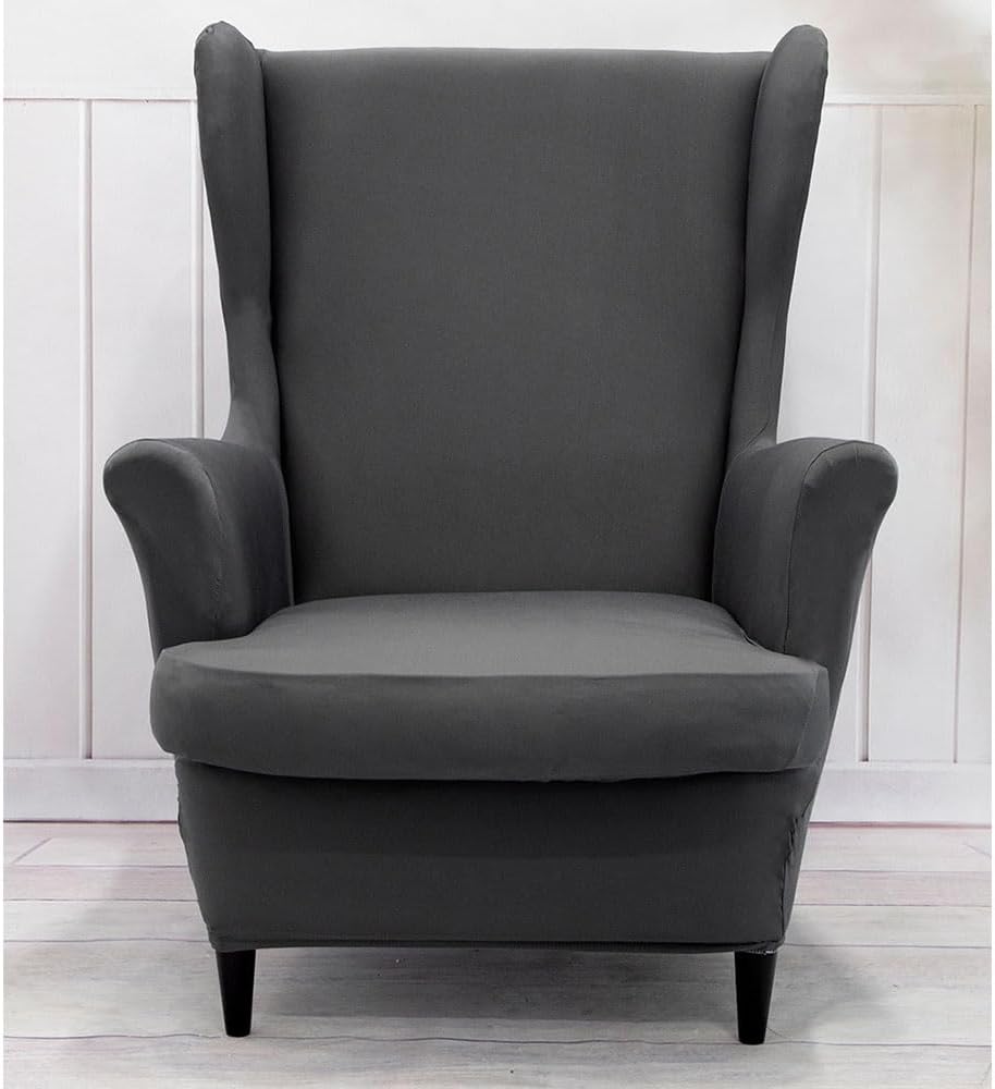 Funda para silla Wingback, 2 piezas, fundas para silla con respaldo de ala, lavables, elásticas, fundas para silla con respaldo de ala con brazos