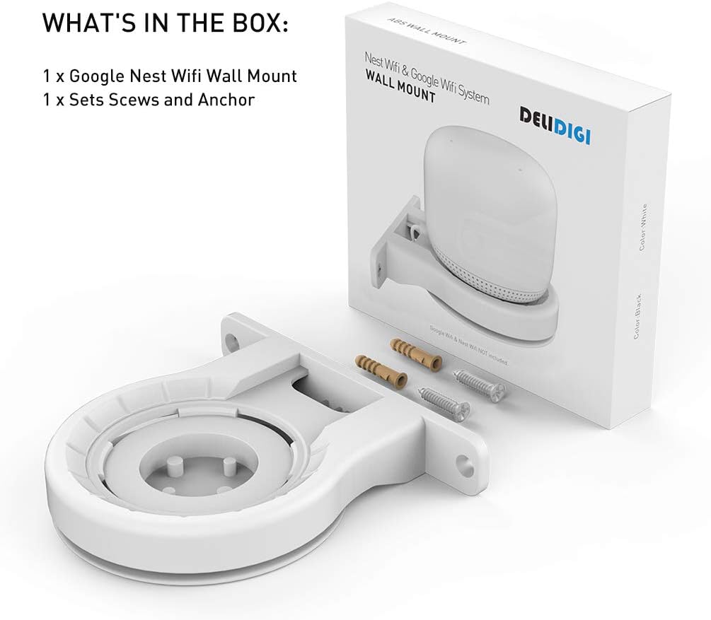 Delidigi Soporte de pared ABS compatible con el router WiFi Nest AC2200 – Estante para punto WiFi Nest gestión de cables integrada (blanco)