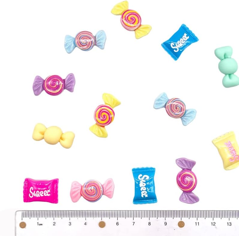 150 dijes de slime de resina falsos de caramelo, parche de resina kawaii lindo juego de dulces de espalda plana, decoraciones surtidas mixtas para