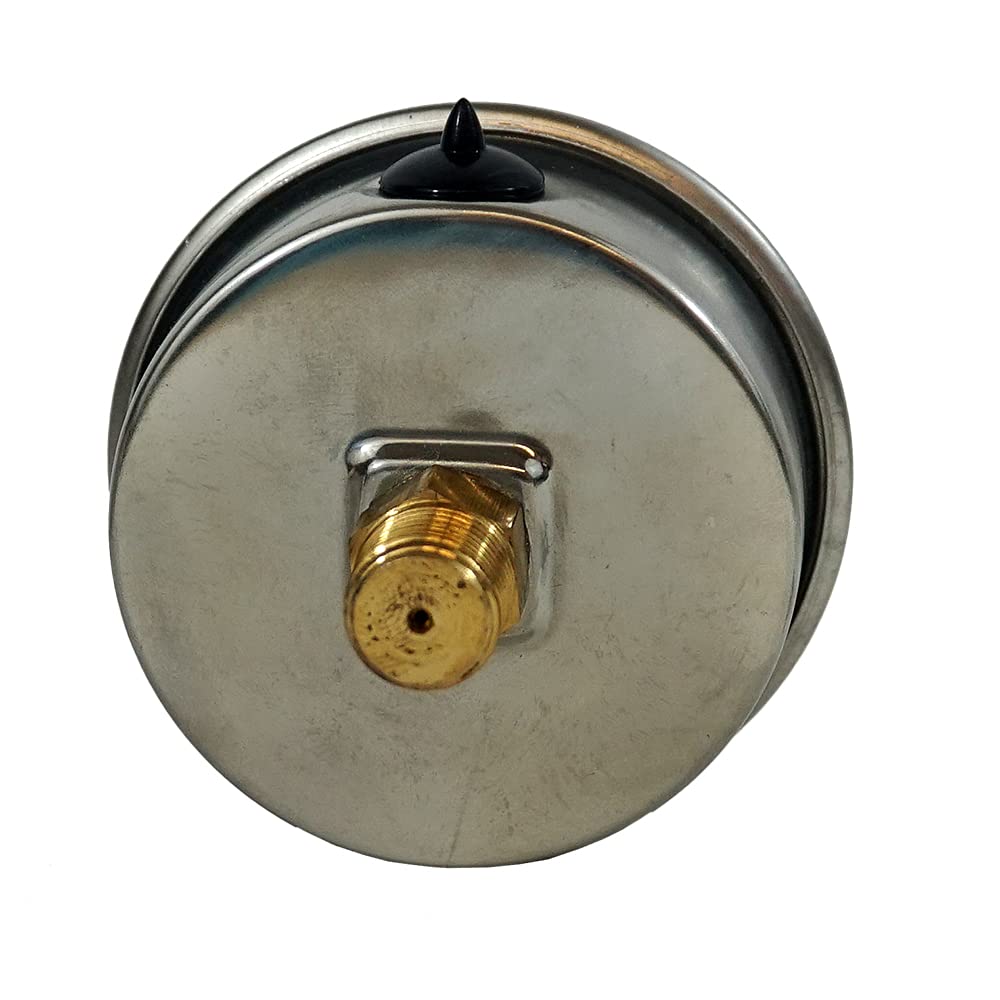 Merrill MFG – Medidor de presión relleno de líquido NPT de acero inoxidable de 0  100 PSI de 0  100 PSI, montaje trasero central de agua, aceite y