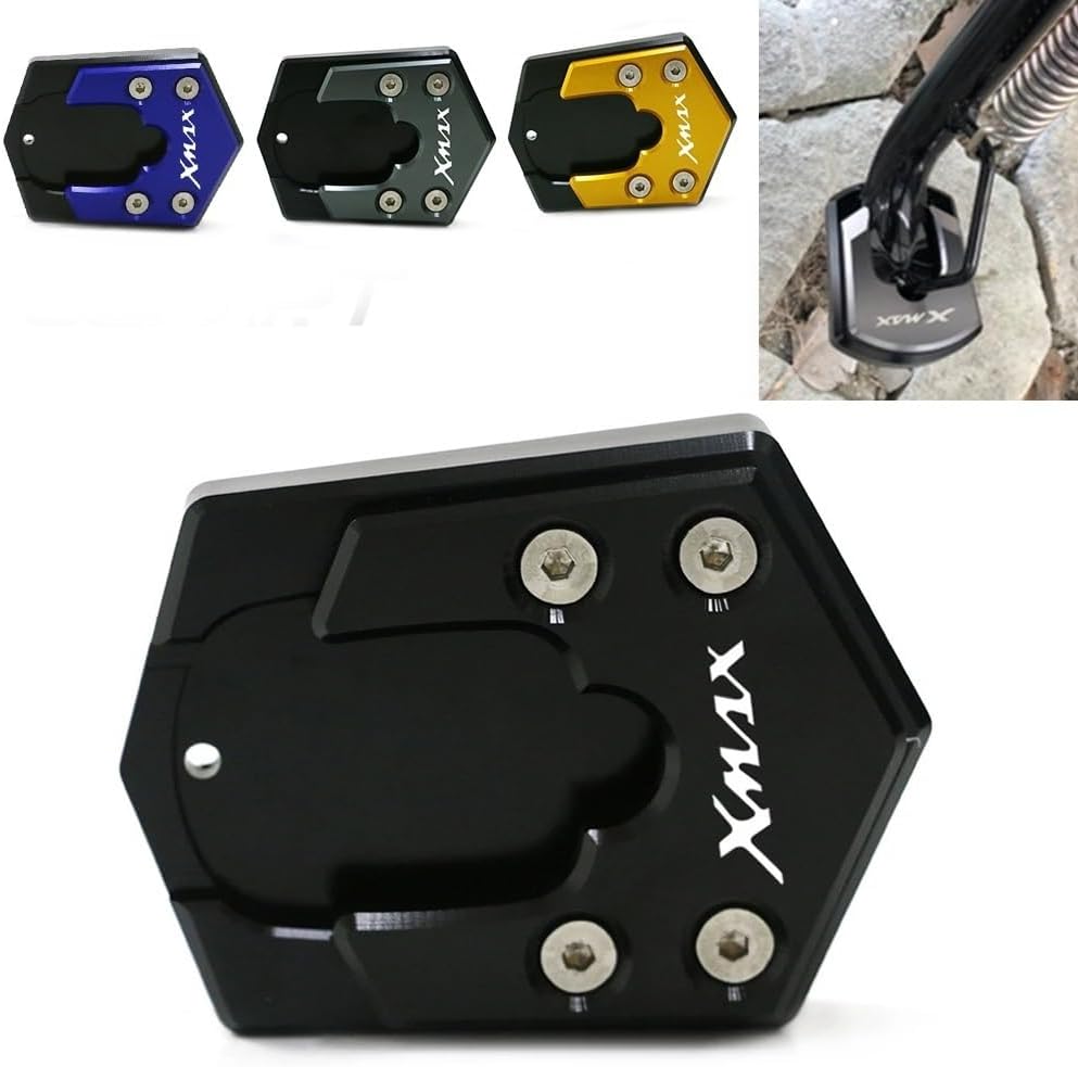 Motorcycle Side Stand pad CNC Kickstand Motorcycle Foot Side Stand Extension Pad Support Plate Enlarge for Y&AMAHA X-MAX X MAX Xmax 300 125 250