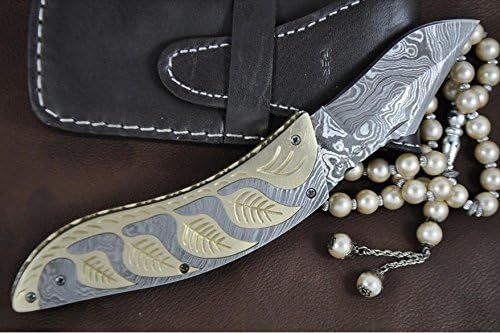 Cuchillo plegable de Damasco hecho a mano personalizado – Hermoso cuchillo de bolsillo