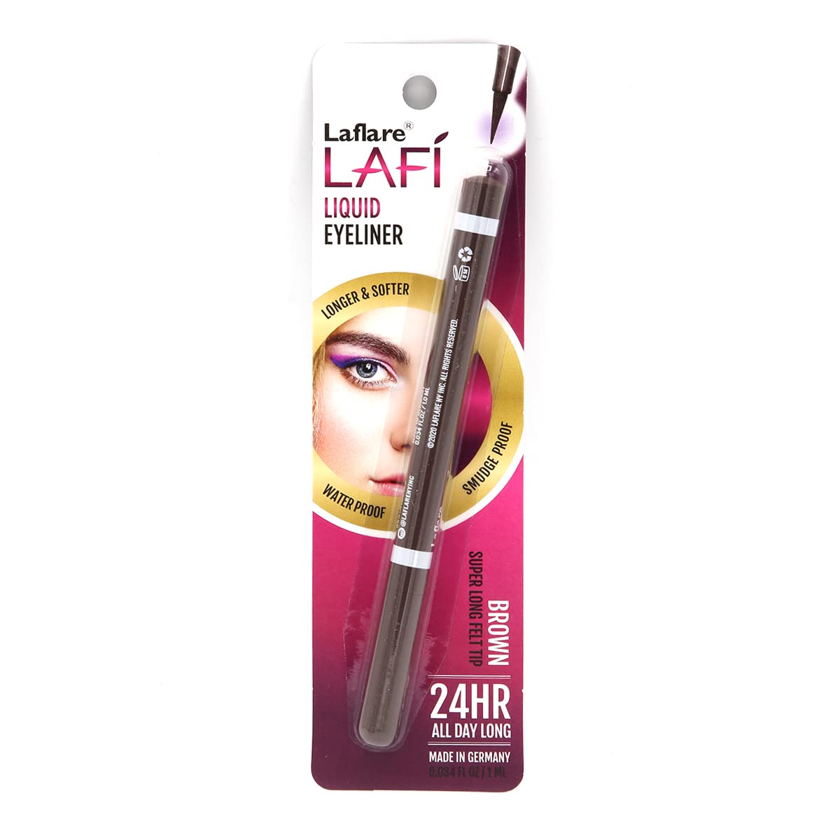 Laflare LAFI Delineador de ojos líquido, punta de fieltro súper larga, maquillaje de larga duración, impermeable y a prueba de manchas, delineador