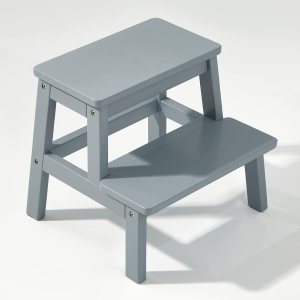 HOUCHICS Taburete de madera para adultos y niños, taburete de cama de madera maciza, taburete multiusos de 2 pasos para cocina, cama, baño (gris) HOUCHICS Taburete de madera para adultos y niños, taburete de cama de madera maciza, taburete multiusos de 2 pasos para cocina, cama, baño (gris)