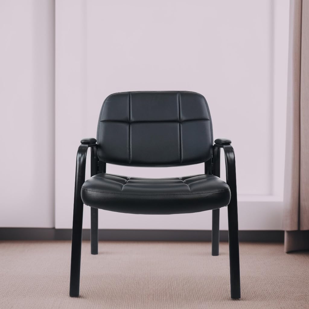 CLATINA Silla grande y alta para invitados de oficina, 400 libras con respaldo acolchado de cuero regenerado, asiento ancho, silla de recepción,