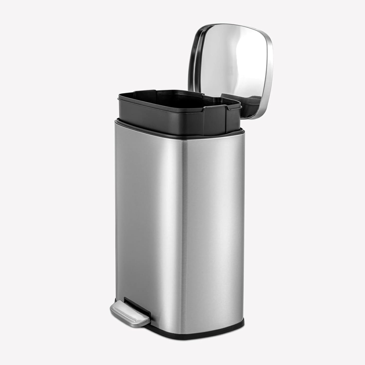 EZ Bote de basura de acero inoxidable para uso comercial o de cocina, resistente a las huellas dactilares, tapa de cierre suave resistente a las