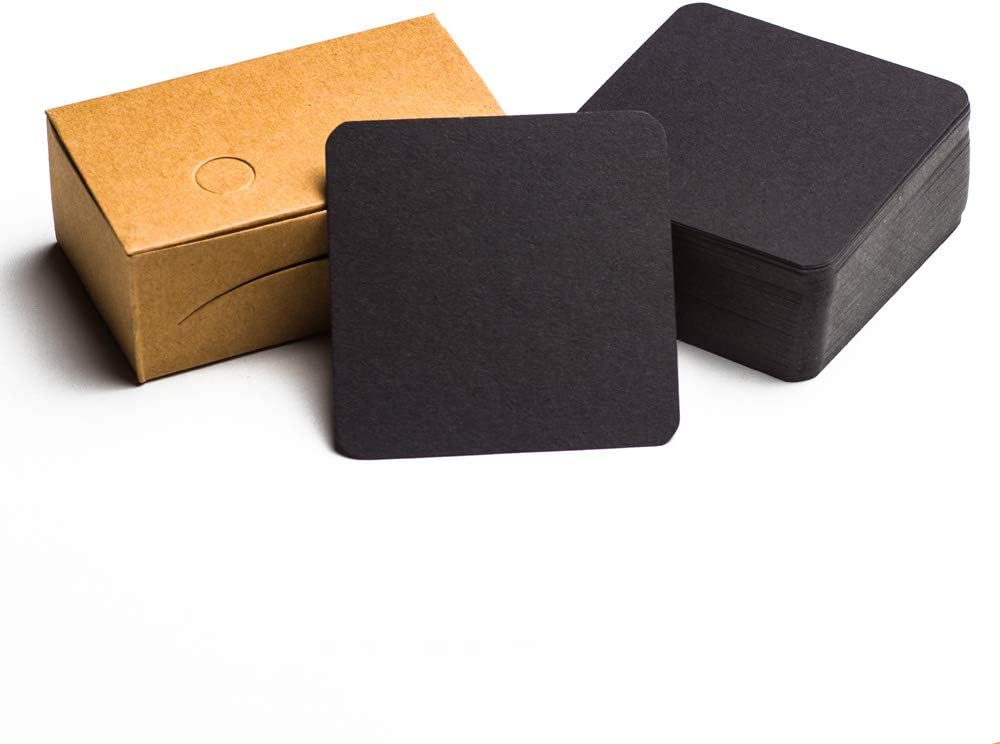 Tarjeta gruesa de cartulina cuadrada negra de 2.75 x 2.75 pulgadas, papel para notas, tarjetas en blanco, vocabulario, tarjeta de mensaje, tarjeta