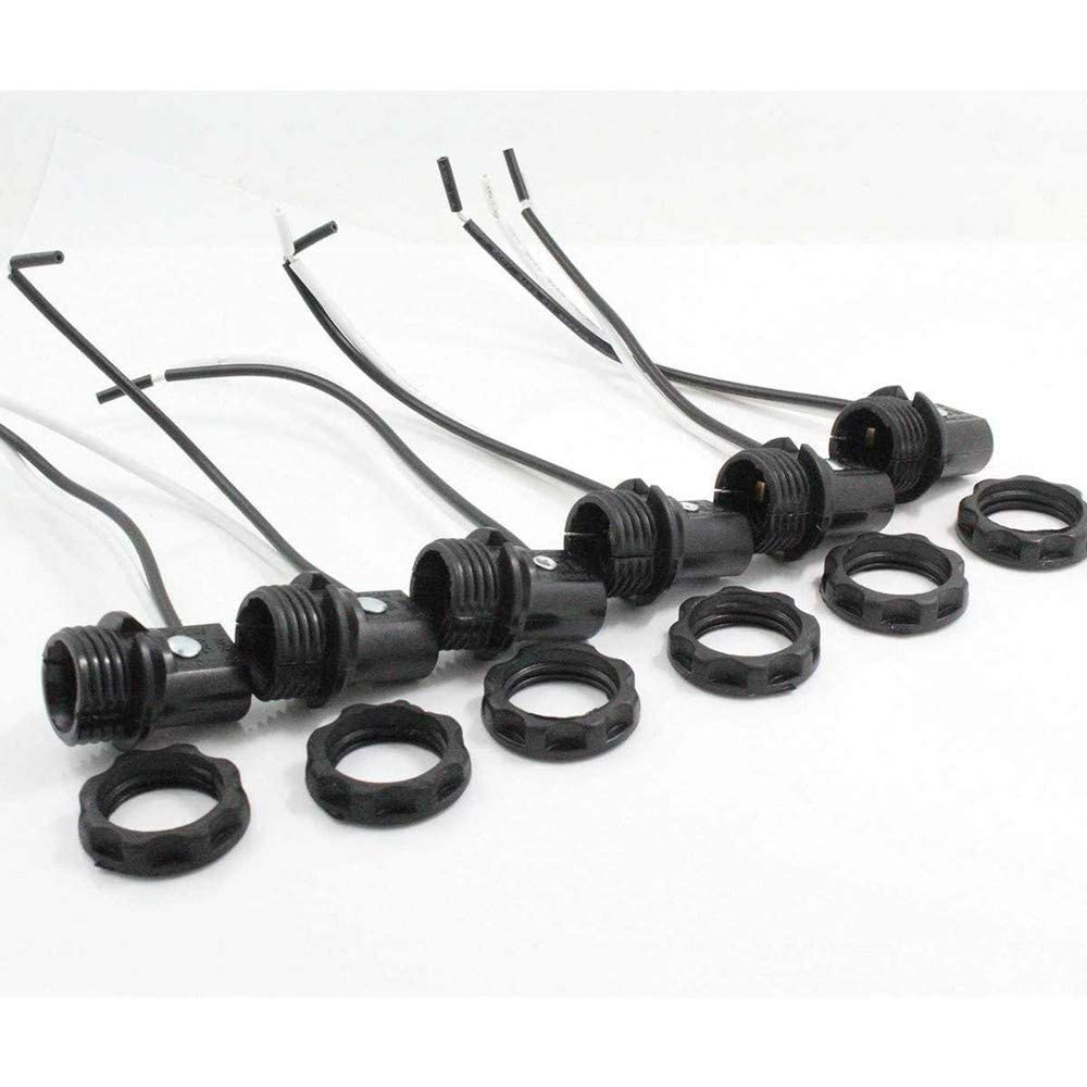 EFINEHOME Paquete de 8 candelabros fenólicos E12 base con hombro de 1.25 pulgadas y anillo de tornillo, cables de alambre de 8 pulgadas,
