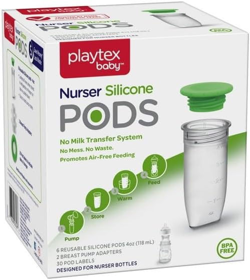 Playtex Baby Nurser – Cápsulas de silicona reutilizables, almacenamiento de leche materna y alimentación sin aire, 4 onzas, 6 unidades