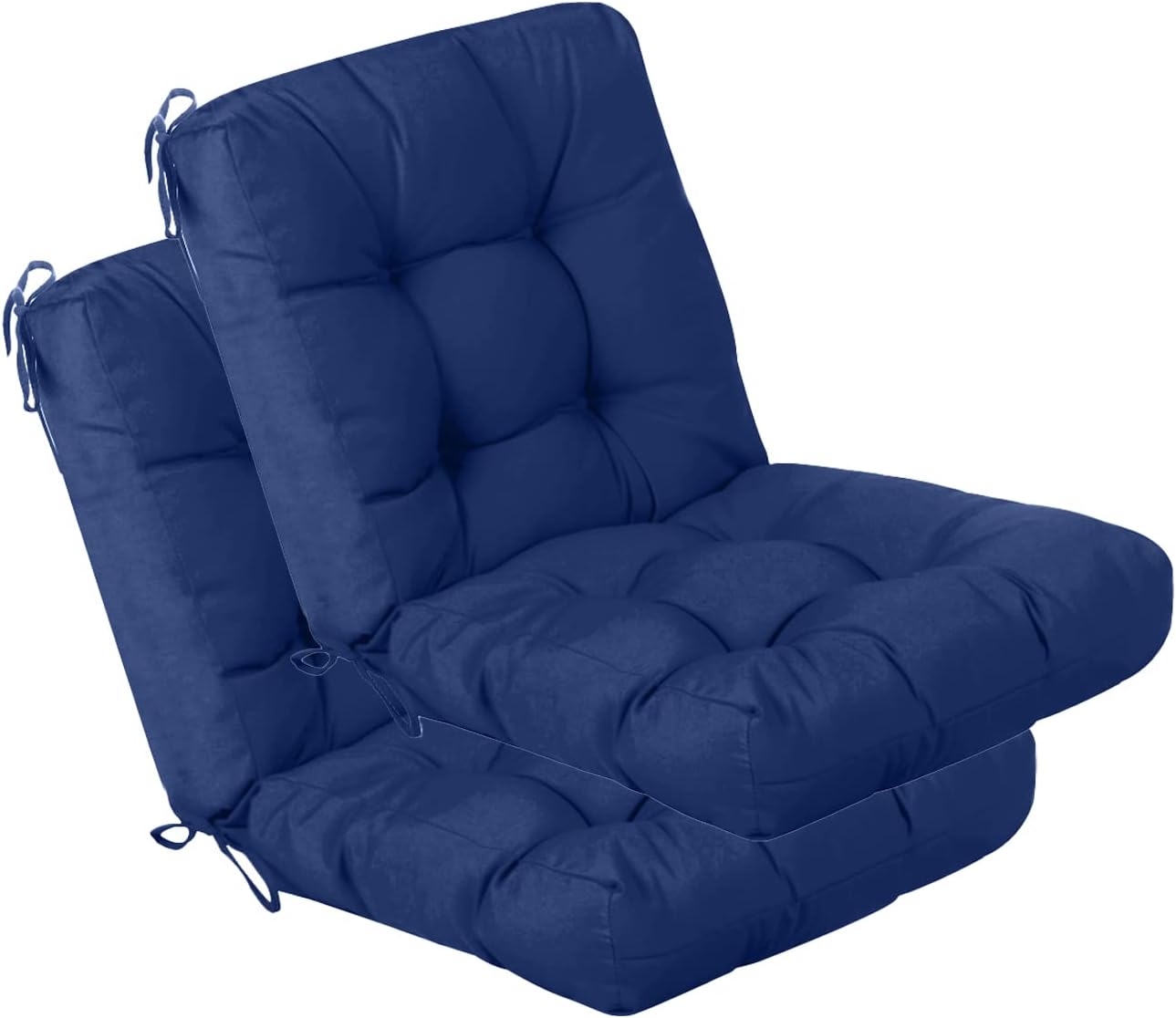 QILLOWAY Cojín de repuesto para silla de asiento y respaldo al aire libre, cojines de repuesto de temporada primaveraverano – Juego de 2 (azul
