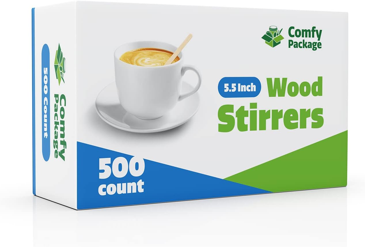 Comfy Package, 500 unidades Agitadores de café de madera de 5.5 pulgadas, palitos de madera